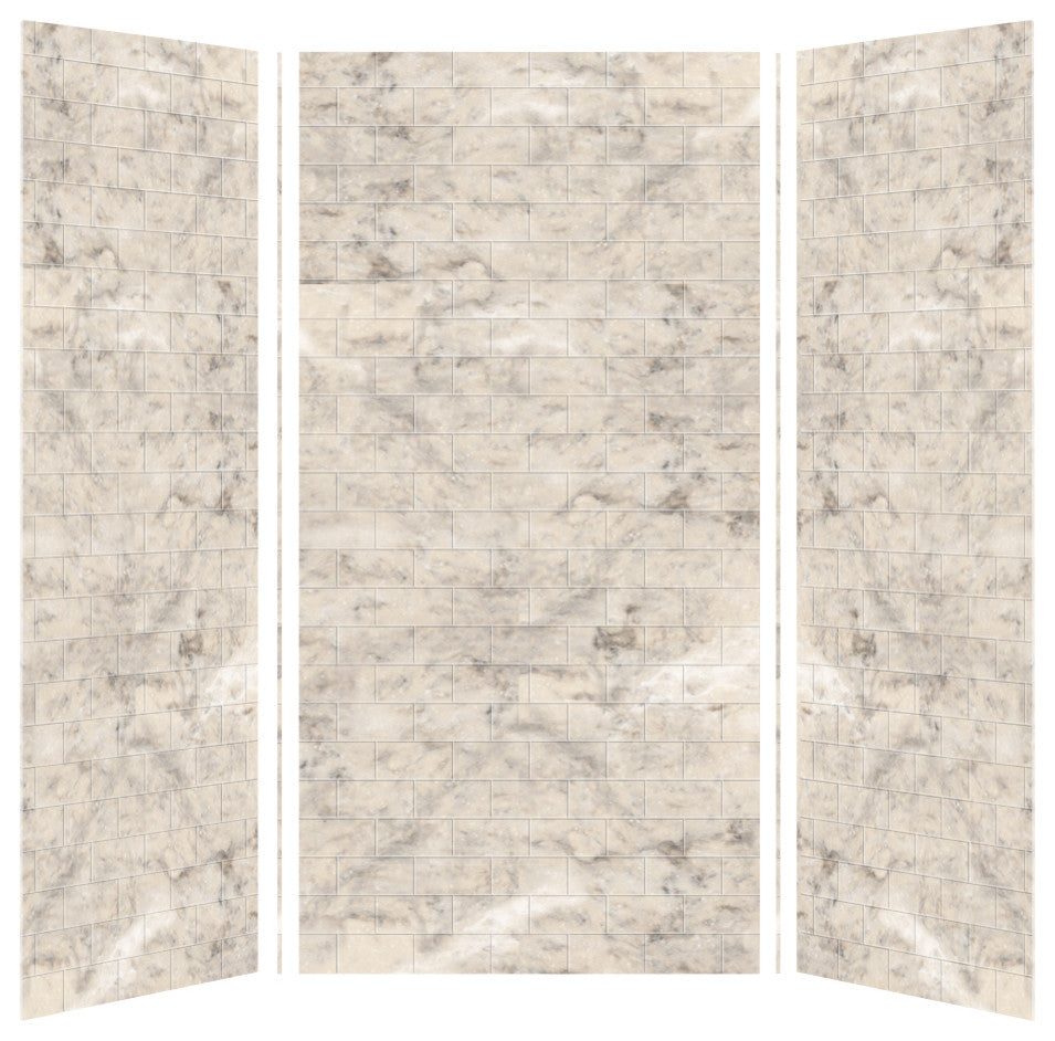 Transolid SaraMar 36"x48"x96" Glue to Wall 3-Piece Shower Wall Kit, Sand Creme