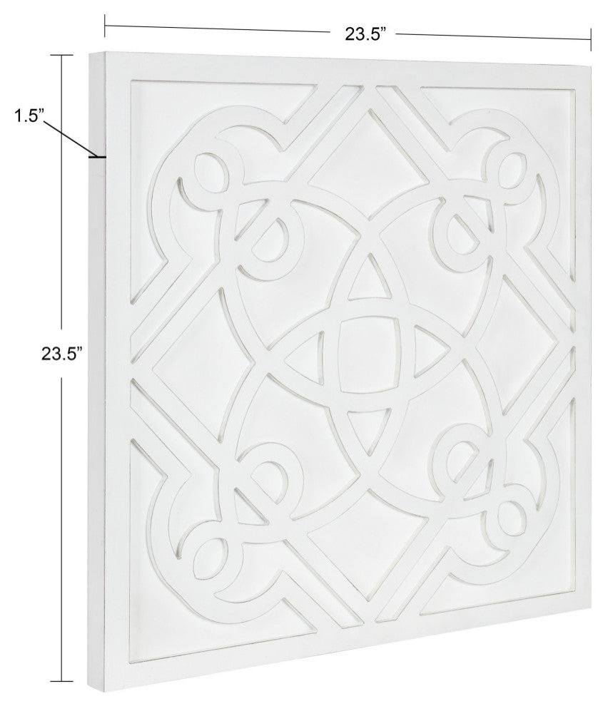 Mercador Wall Art Plaque, White, 24x24