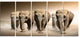 Walking Herd of Elephants, Animal Canvas Wall Art, 60"x28", 5 Panels