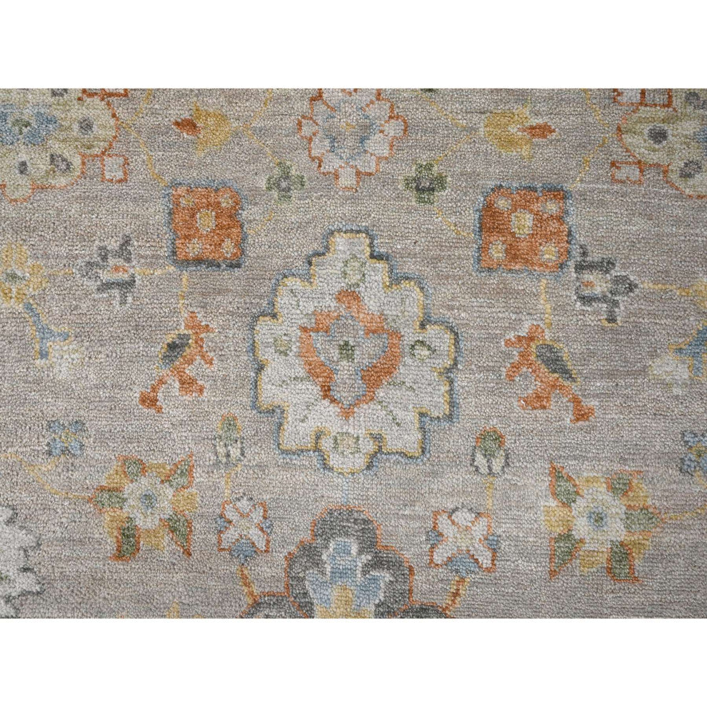 Tan Color, Oushak Design, Soft Wool Hand Knotted Oversized Rug, 11'10"x14'9"