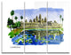 "Cambodia Vector Illustration" Painting Metal Wall Art, 3 Panels, 36"x28"