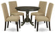 5-Piece Round 42" Table and 4-Parson Chair, Brown Color