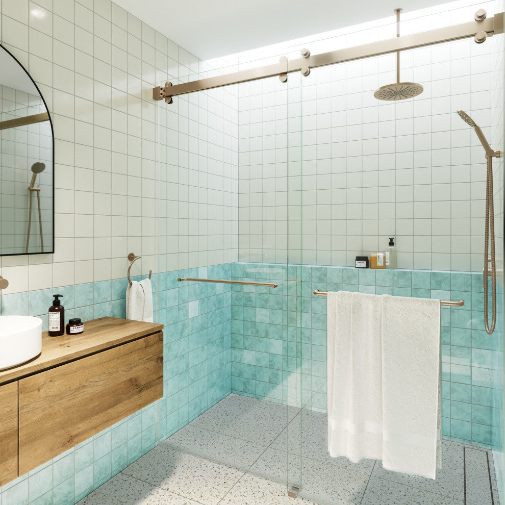 Polaris 60 in. x 78 in. Sliding Bypass Shower Doors, Brushed Bronze