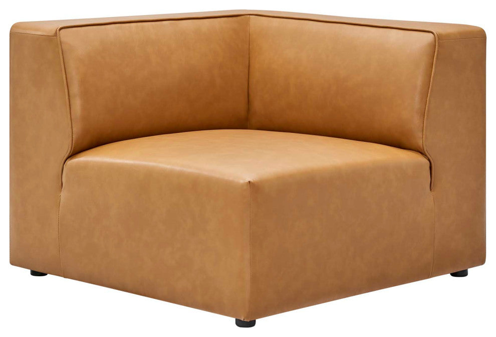 Sectional Sofa Set, Faux Vegan Leather, Tan, Modern, Living Lounge Hospitality