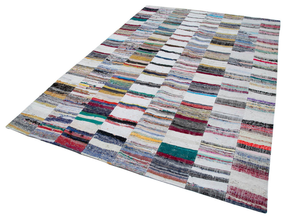 Rug N Carpet - Handmade Turkish 6' 10'' x 9' 11'' Rustic Patchwork Kilim Rug