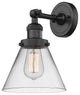 Large Cone 1-Light LED Sconce, Matte Black, Glass: Clear