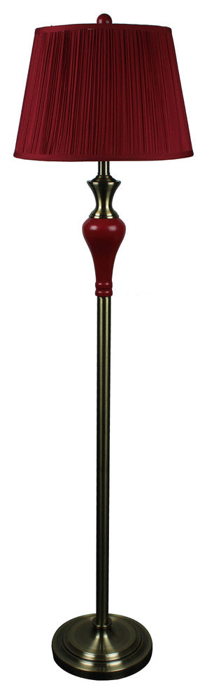 Lincolnshire Floor Lamp in Ruby Red With Burgundy Pleated Shades