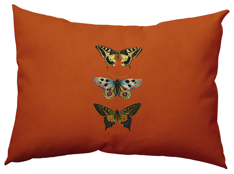 Butterflies Polyester Indoor Pillow, Perfect Orange, 14"x20"