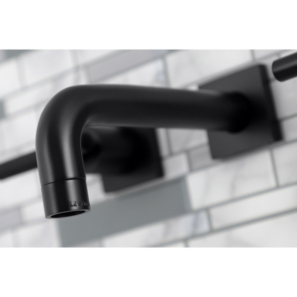Kingston Brass KS6120CKL Two-Handle Wall Mount Bathroom Faucet, Matte Black