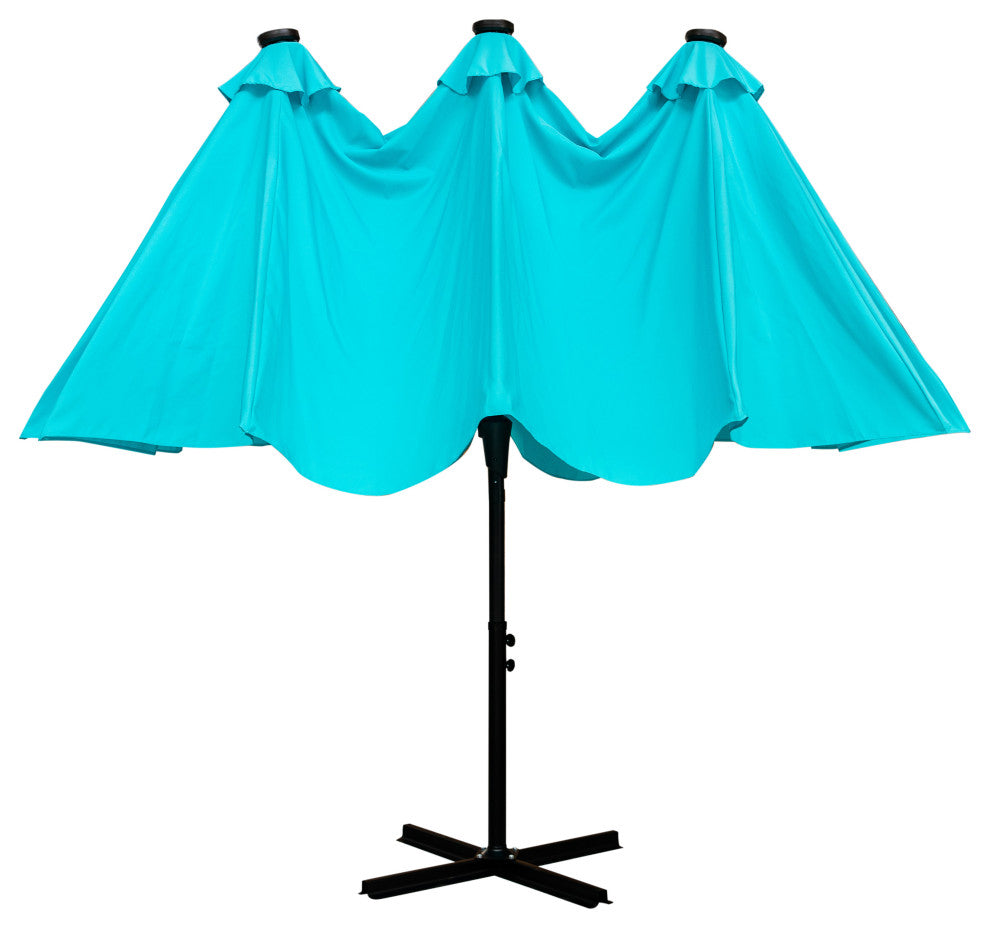 Ainfox 15 FT Double-Sided Patio Umbrella With Crank and Cross Base, Blue