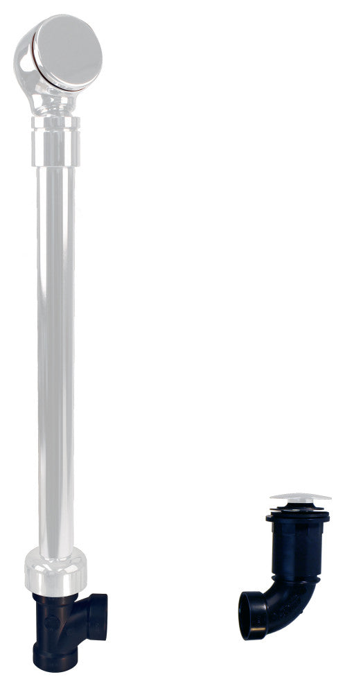 Semi-Exposed Tip-Toe Bath Drain with Overflow Ball Joint, White