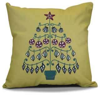 Decorative Holiday Pillow Geometric Print, Light Green, 18"x18"