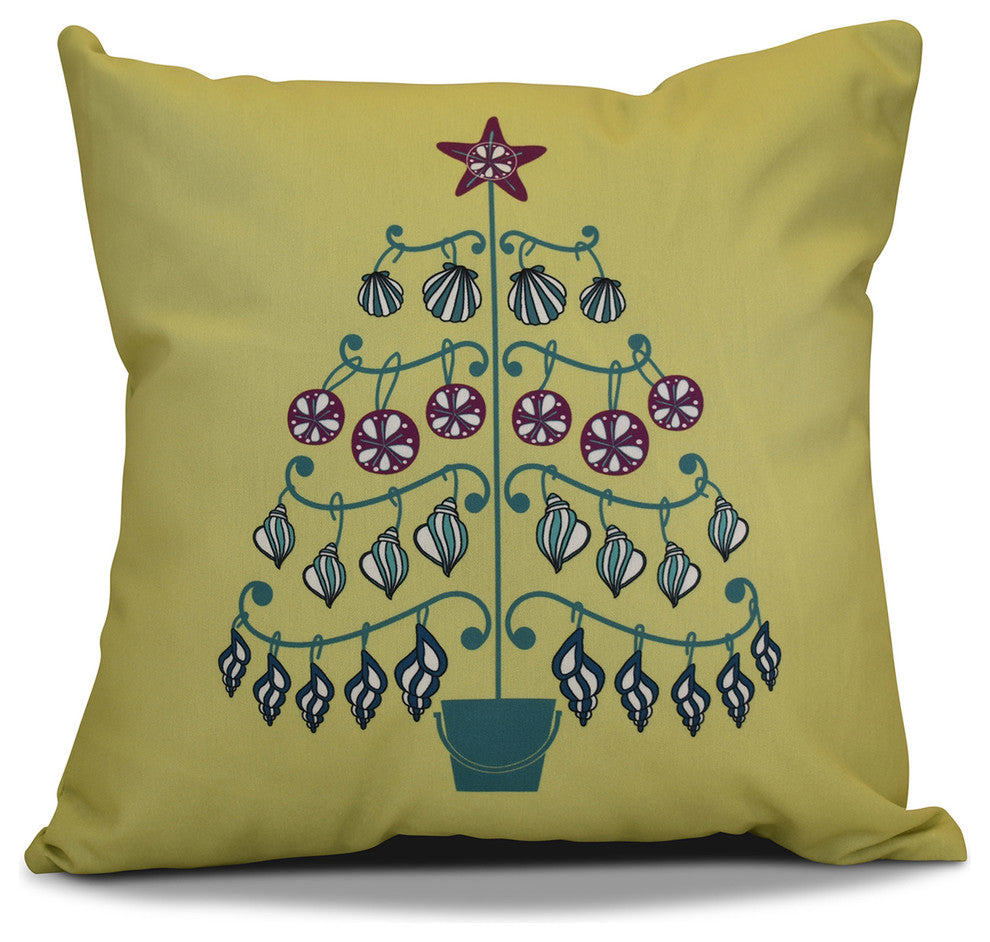 Decorative Holiday Pillow Geometric Print, Light Green, 18"x18"