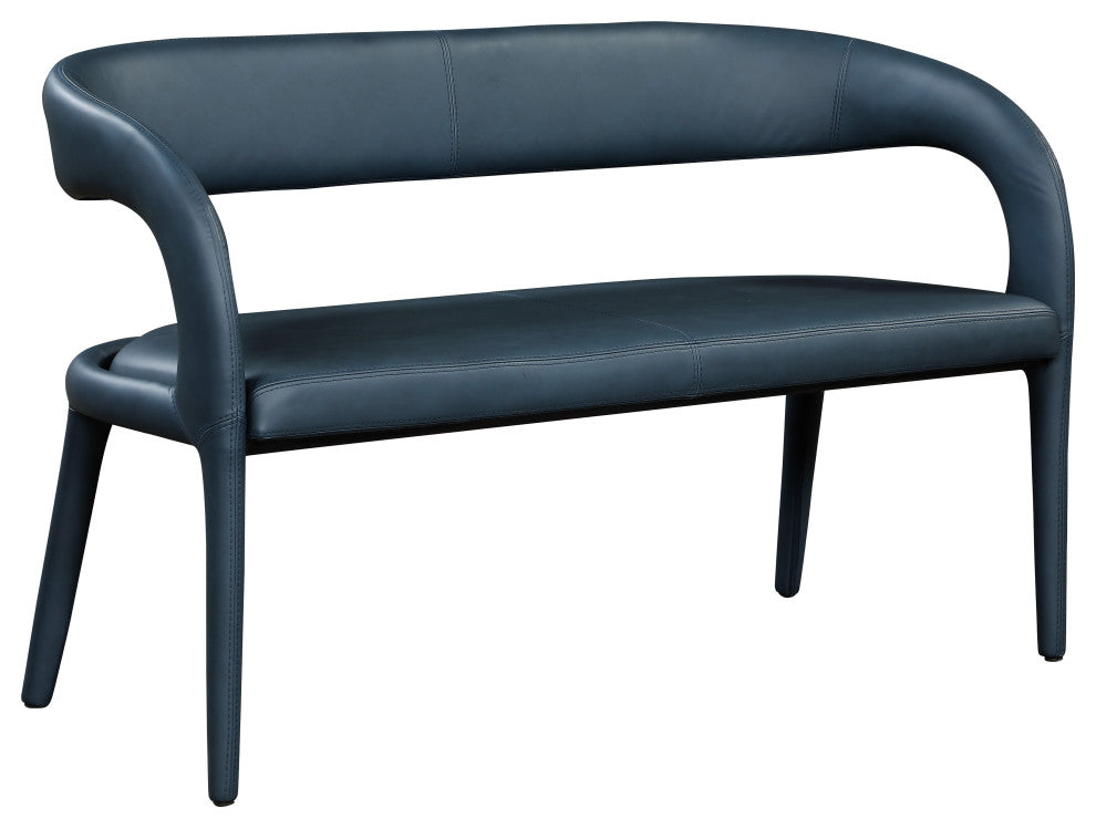 Sylvester Faux Leather Bench, Navy