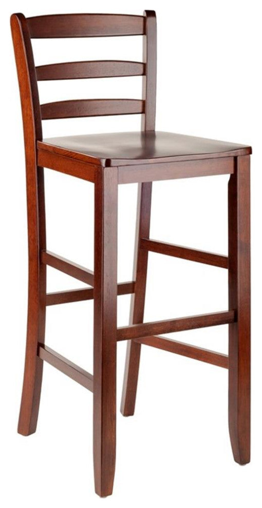 Winsome Benjamin 29" Solid Wood Bar Stool in Antique Walnut (Set of 2)