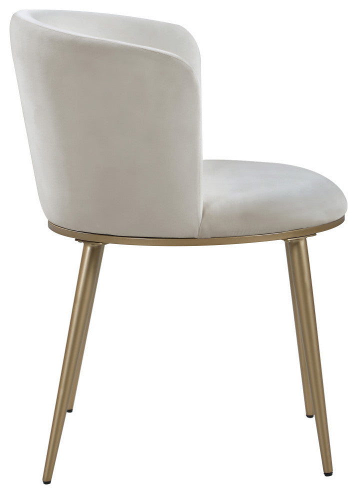 Skylar Dining Chair, Set of 2, Cream Velvet, Brushed Gold Iron Legs