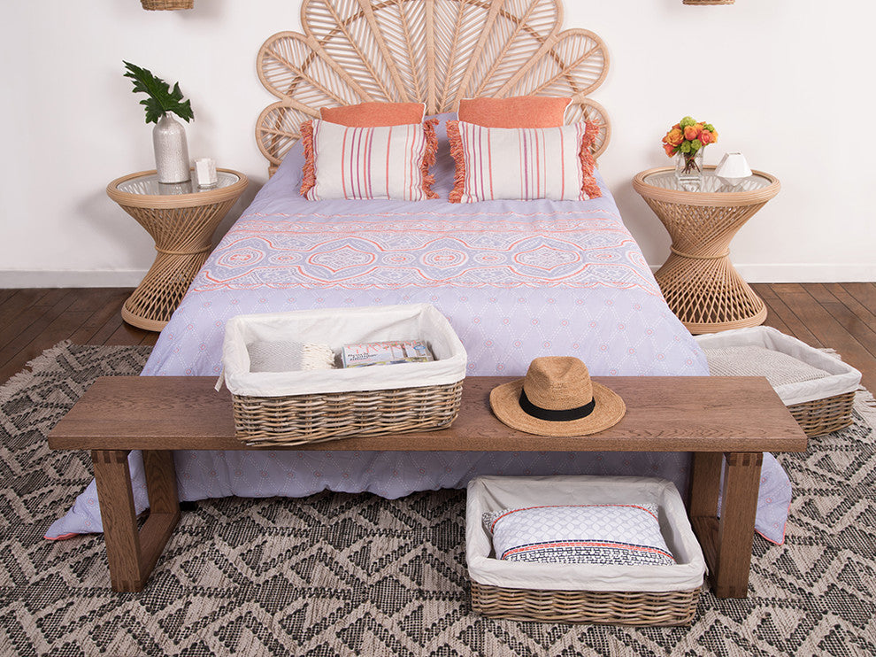 Kobo Rattan Shelf and Underbed Basket, Gray-Brown, 15" X 20" X 6"