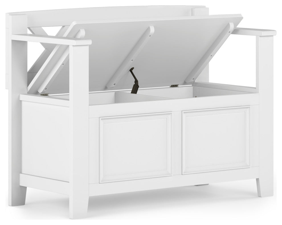 Amherst Solid Wood Small Entryway Storage Bench, White