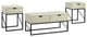 3 Piece Faux Shagreen Coffee Table and Side Tables - Off White