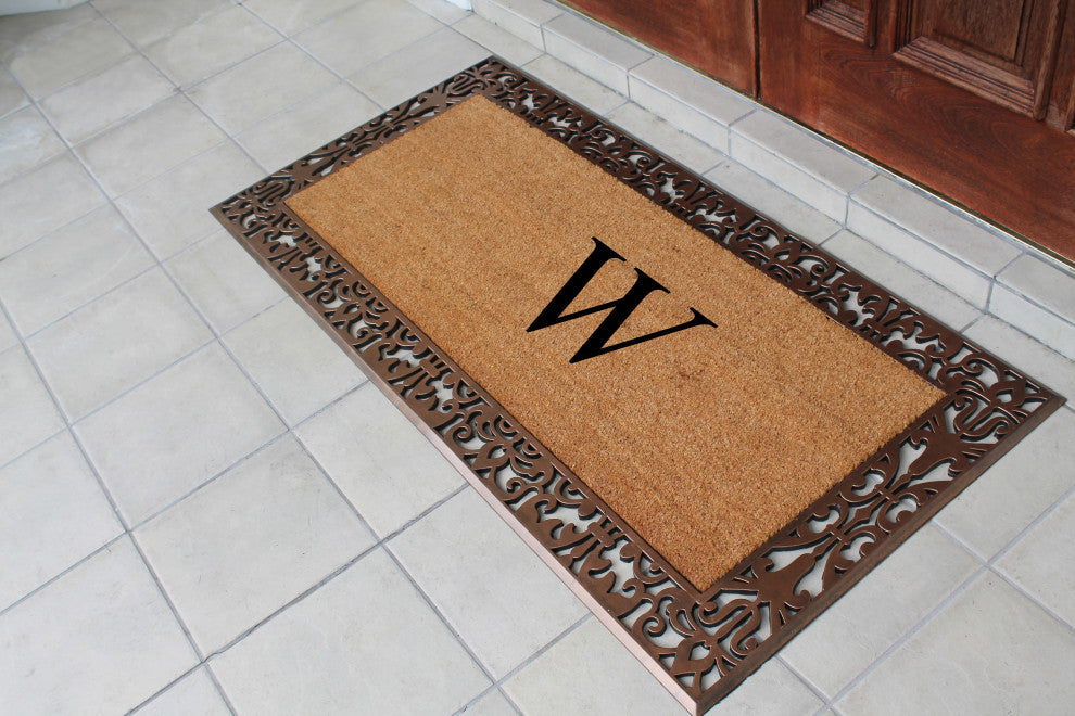 A1HC Rubber & Coir Paisley Large Outdoor Durable Monogrammed Doormat, 30" X 60",