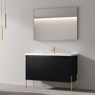 Flutie 48" Bathroom Vanity Set, Charcoal, Single Ceramic White Sink