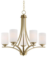 Maxim 20035 Deven 5 Light 24"W Pillar Candle Style Chandelier - Satin Brass