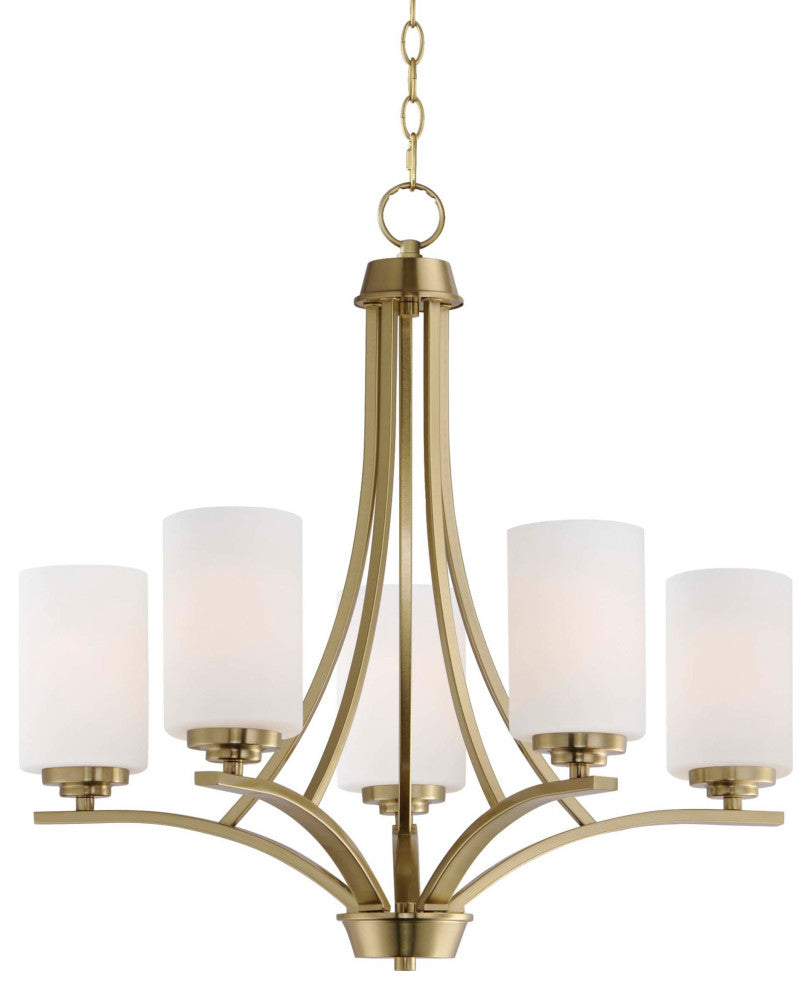 Maxim 20035 Deven 5 Light 24"W Pillar Candle Style Chandelier - Satin Brass