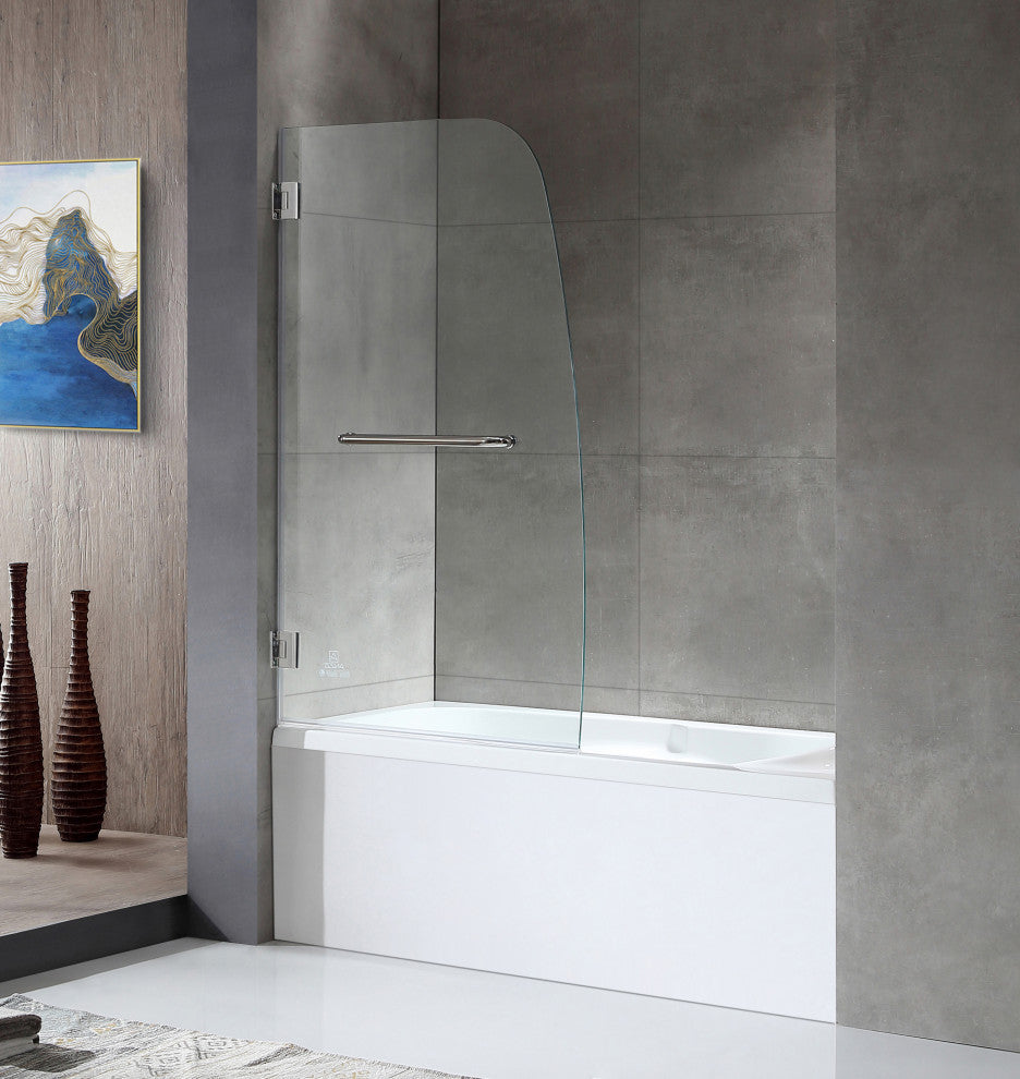 ANZZI Vensea 34" x 58" Frameless Tub Door, Polished Chrome