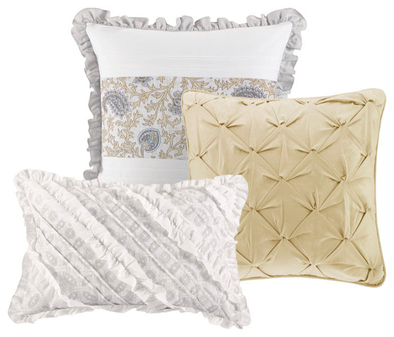 Madison Park Dawn 9 Piece Cotton Percale Comforter Set, Yellow