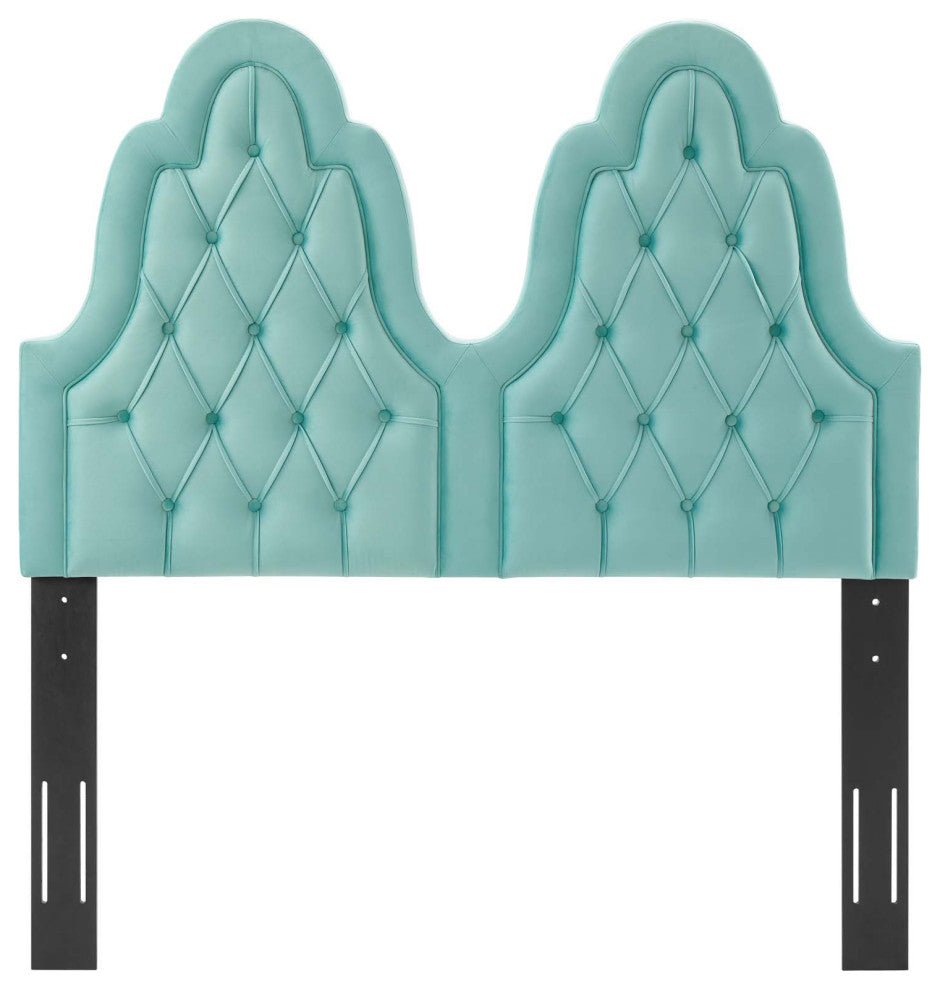 Tufted Headboard, Full Queen Size, Velvet, Blue, Modern Contemporary, Bedroom