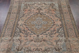 Consigned, Tabriz Semi Vintage Persian Handmade Oriental Rug Wool, Peach, 8'x10'