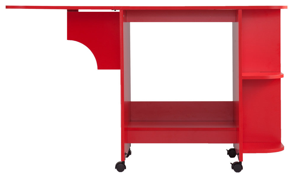 Adaline Expandable Rolling Sewing Table/Craft Station, Farmhouse Red