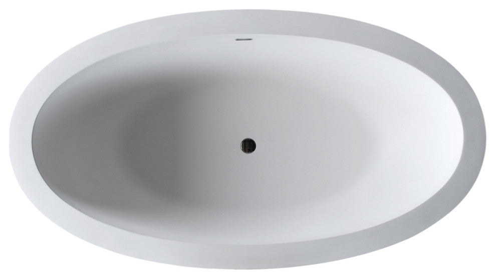 ANZZI Kekehun 6.3-ft Solid Surface Freestanding Tub, Matte White