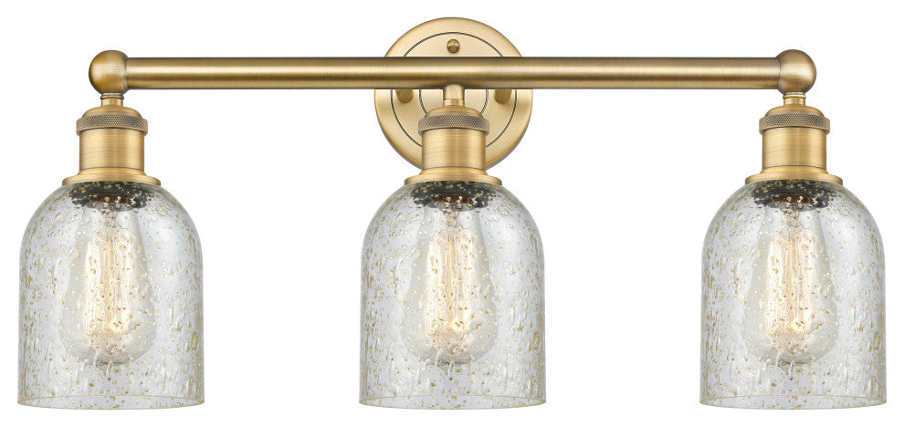 Caledonia 3-Light 23" Bath Vanity Light, Brushed Brass Finish, Mica Shade