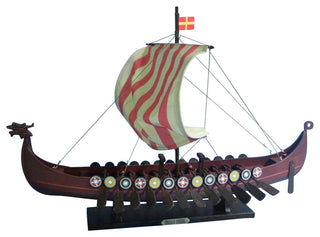 Wooden Viking Drakkar Model Boat, 24"