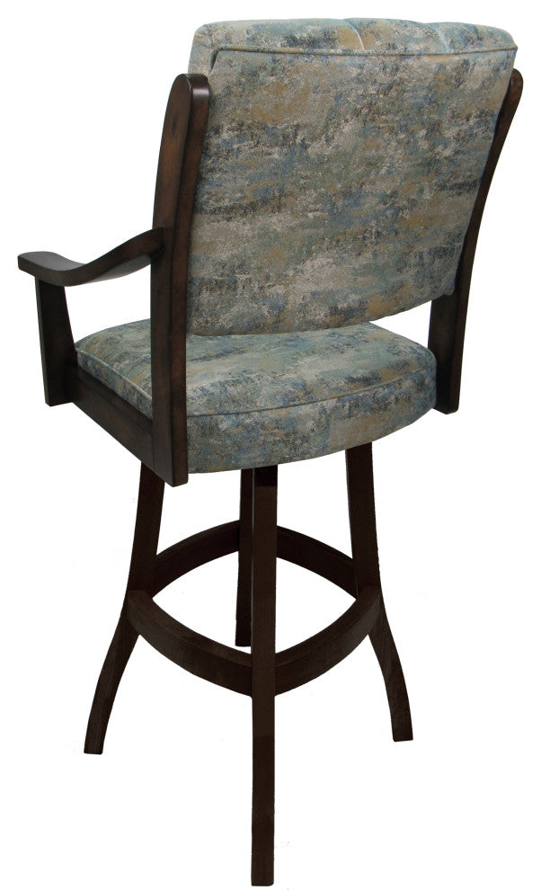 Swivel Counter Wood Bar Stool Casa on S-Base, Poet Sky on Brown, 30"
