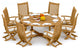 9-Piece Outdoor Teak Dining Set: 72" Round Table, 8 Warwick Folding Arm Chairs