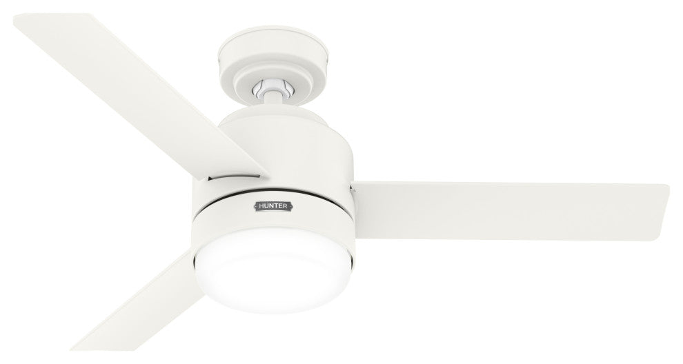 44" Gilmour Matte White Damp Rated Ceiling Fan, LED Light Kit, Handheld Remote