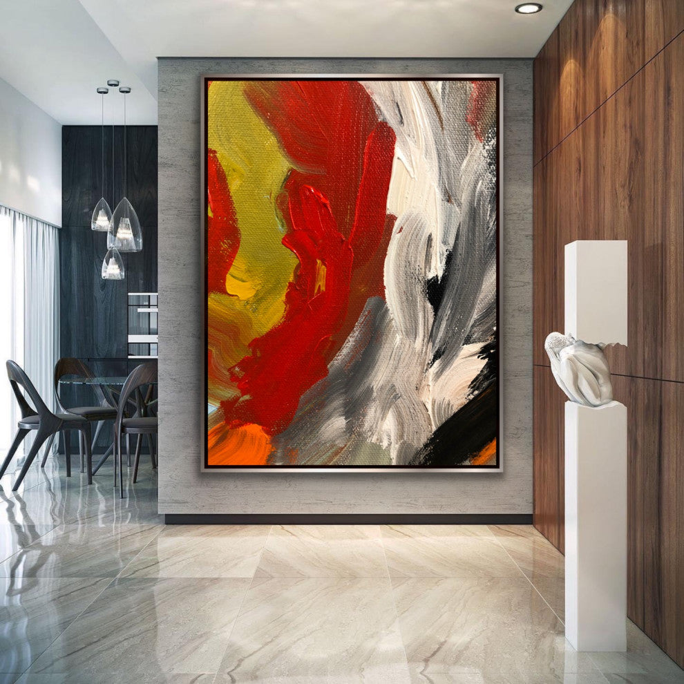 72x48" art 6x4ft Original Red white abstract art Large Modern Painting