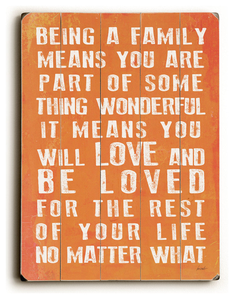 Being A Family, Coral Wooden Sign