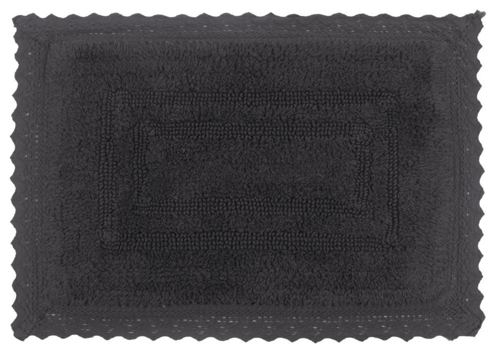 Opulent Reversible Bath Rug Set, Mat Non Slip, 17x24 Rectangle, Gray