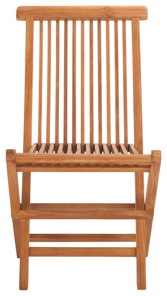 Safavieh Indoor-Outdoor Holly Solid Teak Folding Chair, Set of 2, Natural