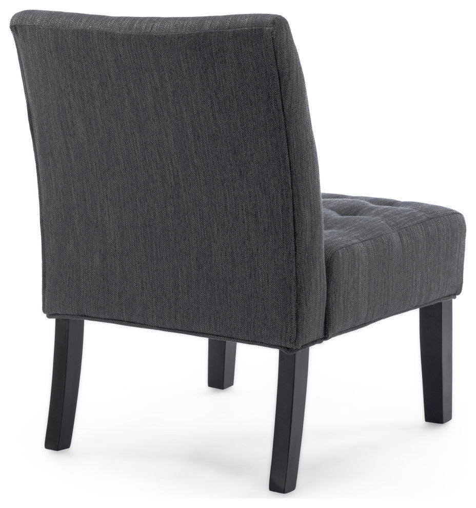 Mulligan Fabric Tufted Slipper Chairs, Set of 2, Charcoal + Matte Black