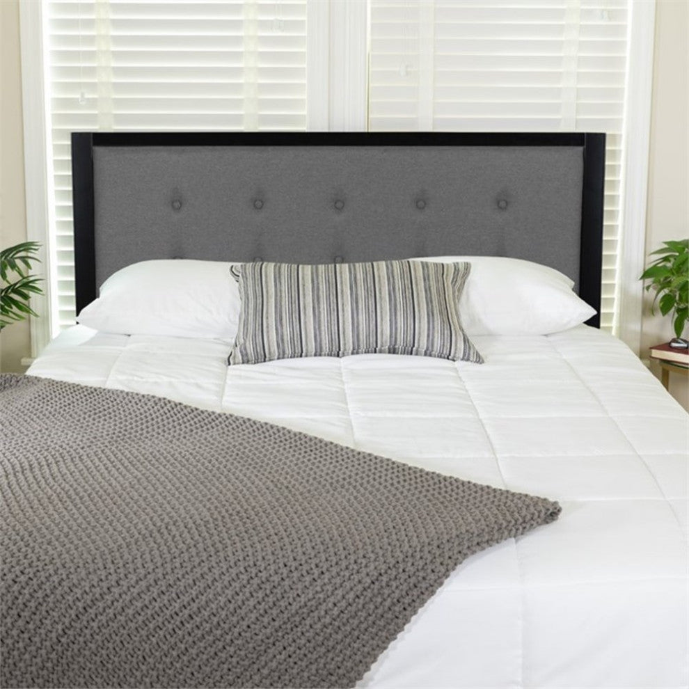Bristol Metal Tufted Upholstered Headboard - Modern Headboard, Dark Gray, Queen