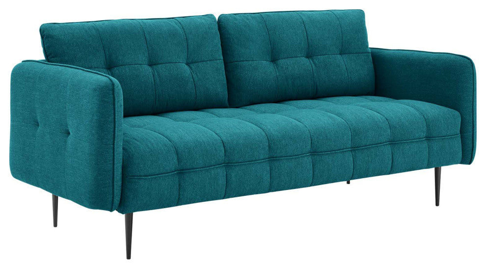 Cameron Tufted Fabric Sofa Teal