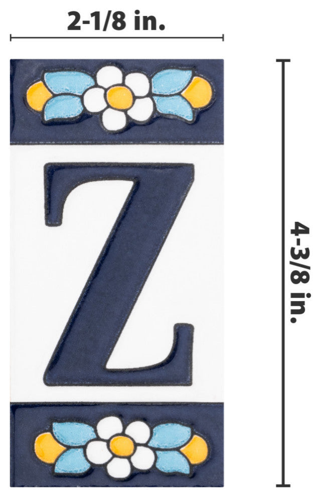 Sevillano Flora Letters 2-1/8 in. x 4-3/8 in. Ceramic Wall Tile, Z