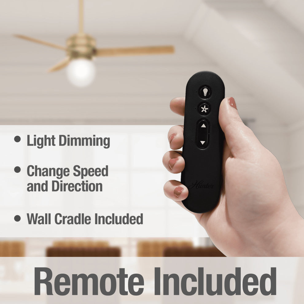 Hunter 52" Allison Modern Brass Ceiling Fan, LED Light and Remote Control