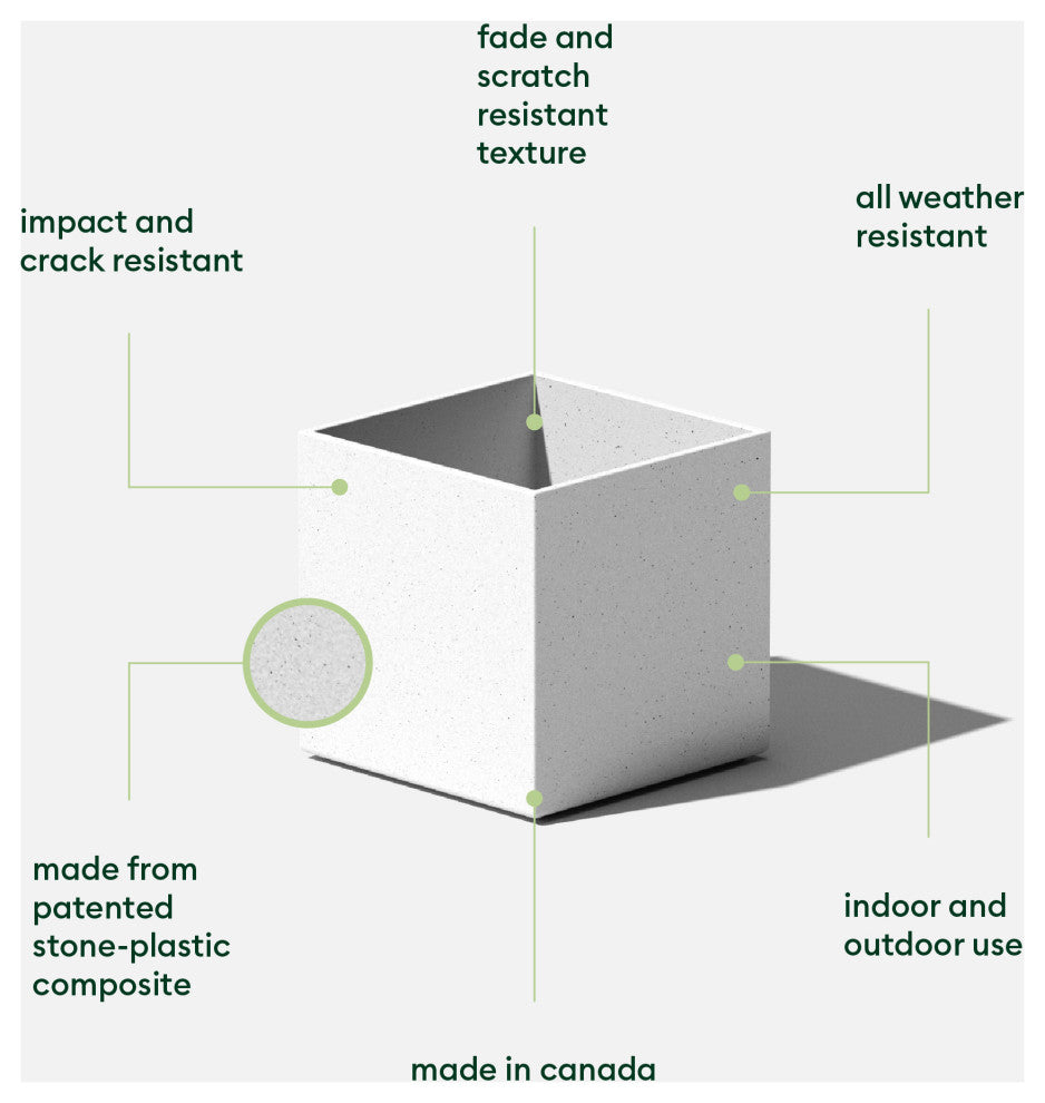 Veadek Geo Series Cube 5" Planter, White, 5 Inch, 2 Pack