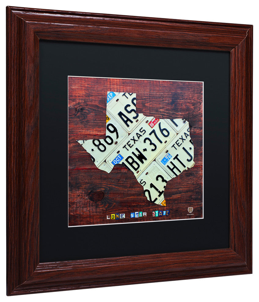 "Texas License Plate Map Large" Matted Framed Canvas Art by Design Turnpike