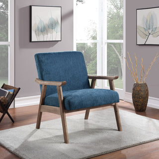 Weldon Armchair, Navy Fabric With Brushed Brown Finished Frame